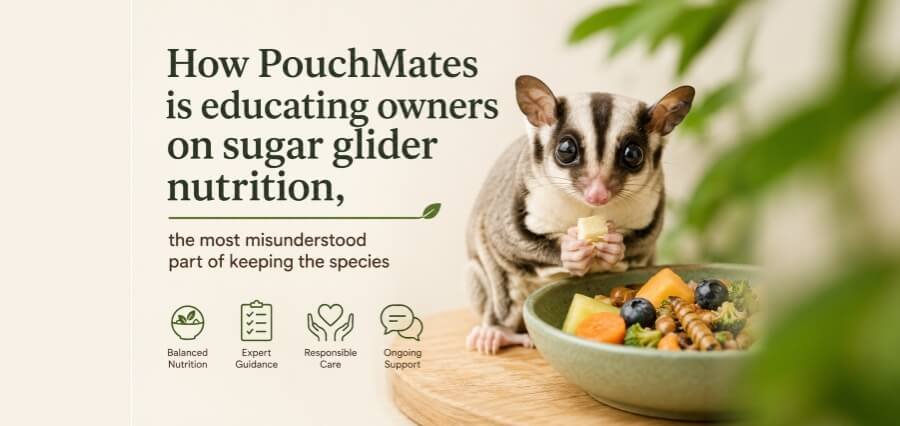 You are currently viewing How PouchMates is educating owners on sugar glider nutrition, the most misunderstood part of keeping the species 